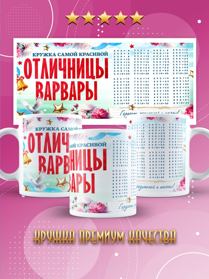 Кружка именная для школьницы Варвары