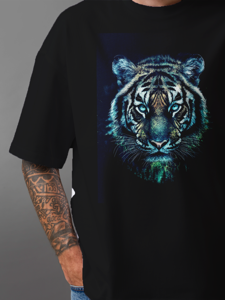 Футболка оверсайз мужская с принтом тигр 
