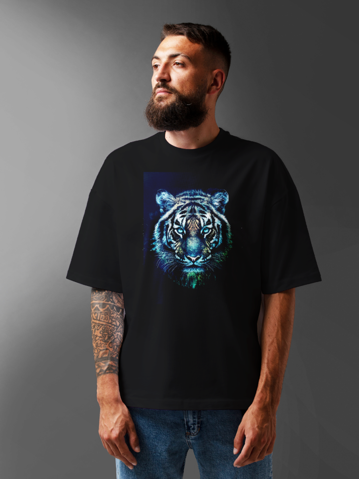 Футболка оверсайз мужская с принтом тигр 