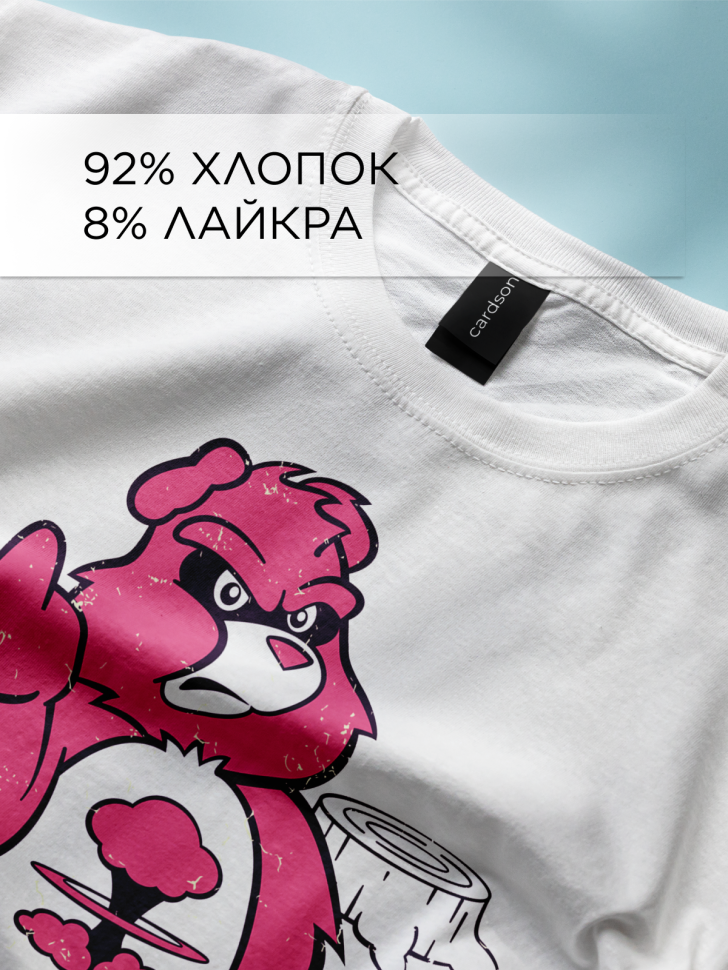 Футболка оверсайз универсальная с принтом Мишка злой