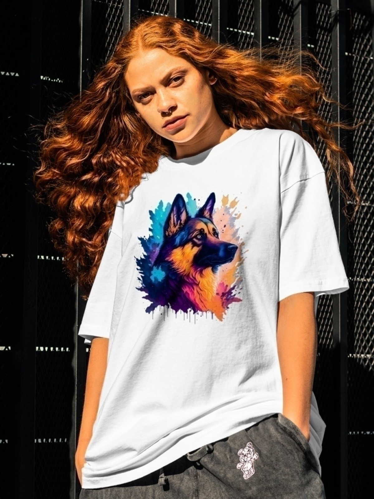 Футболка оверсайз с принтом немецкая овчарка