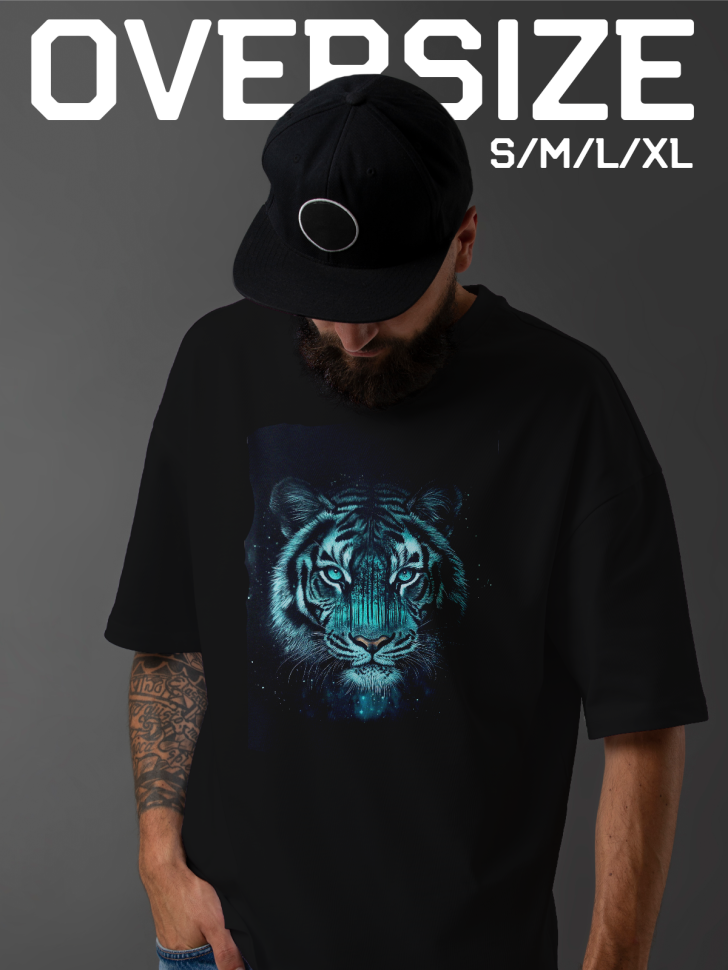 Футболка оверсайз мужская принт тигр Футболка оверсайз мужская принт тигр