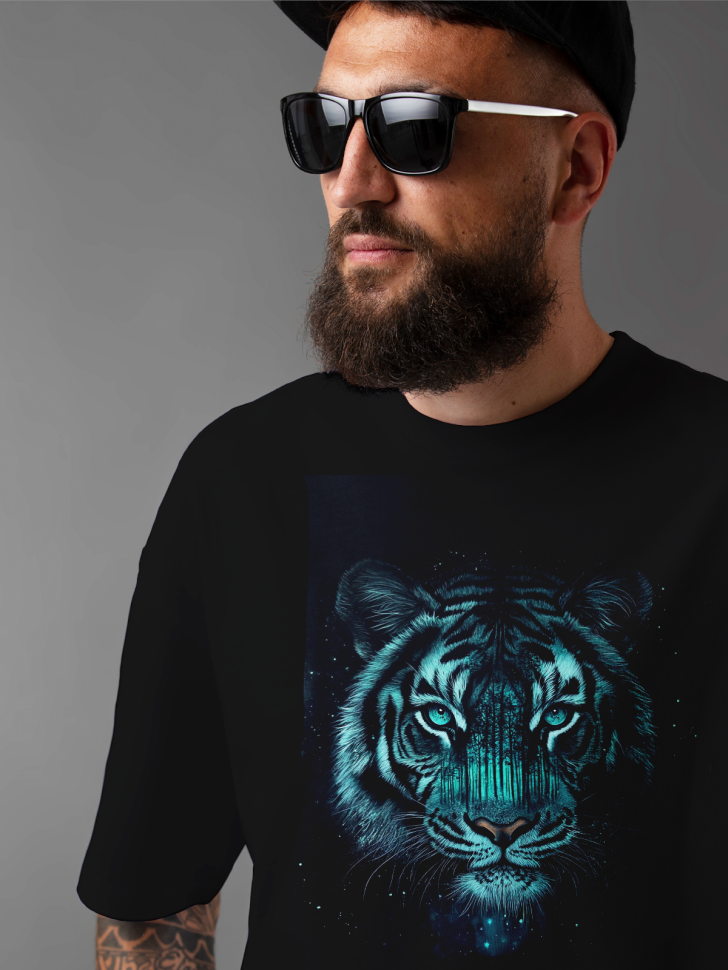 Футболка оверсайз мужская принт тигр Футболка оверсайз мужская принт тигр