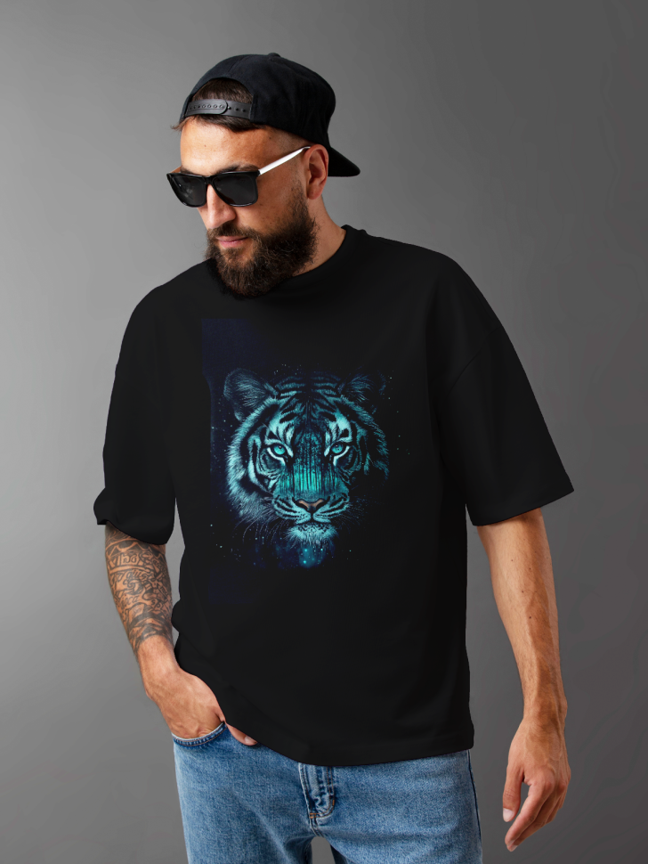 Футболка оверсайз мужская принт тигр Футболка оверсайз мужская принт тигр