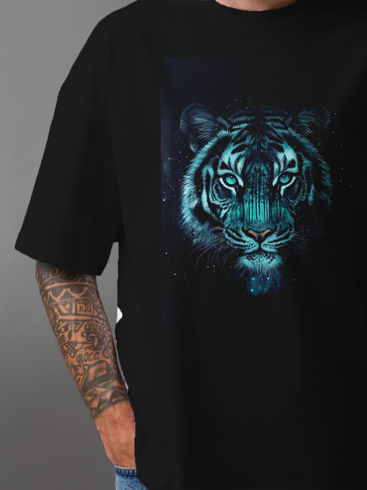 Футболка оверсайз мужская принт тигр Футболка оверсайз мужская принт тигр