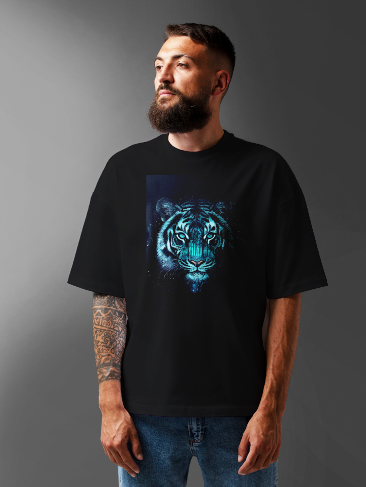Футболка оверсайз мужская принт тигр Футболка оверсайз мужская принт тигр