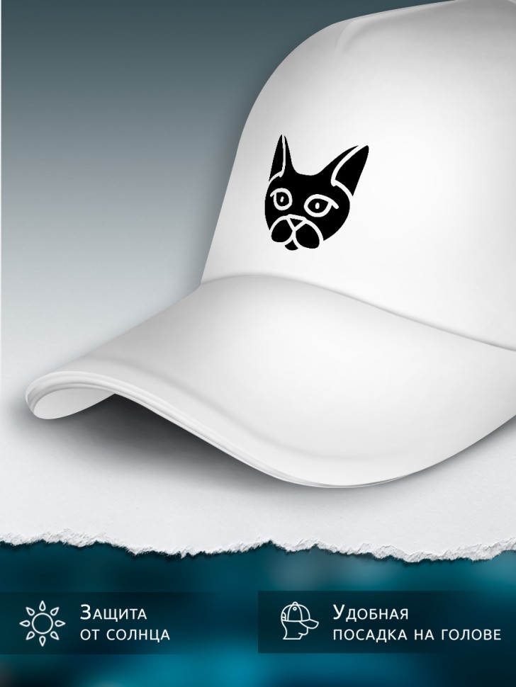 Бейсболка хлопок белая женская летняя с принтом Кошечка