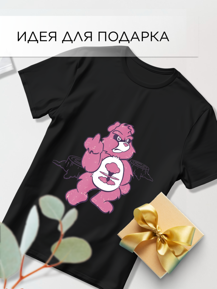 Футболка оверсайз универсальная с принтом злой Мишка