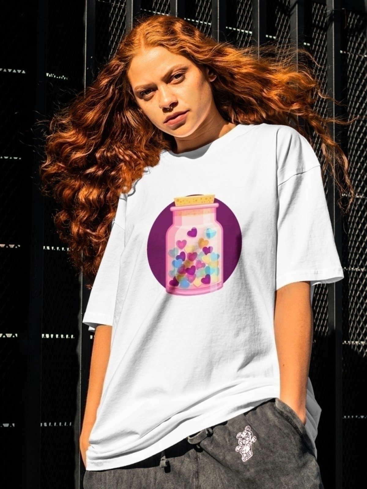 Футболка оверсайз с принтом бутылка любви 2 Футболка оверсайз с принтом бутылка любви 2