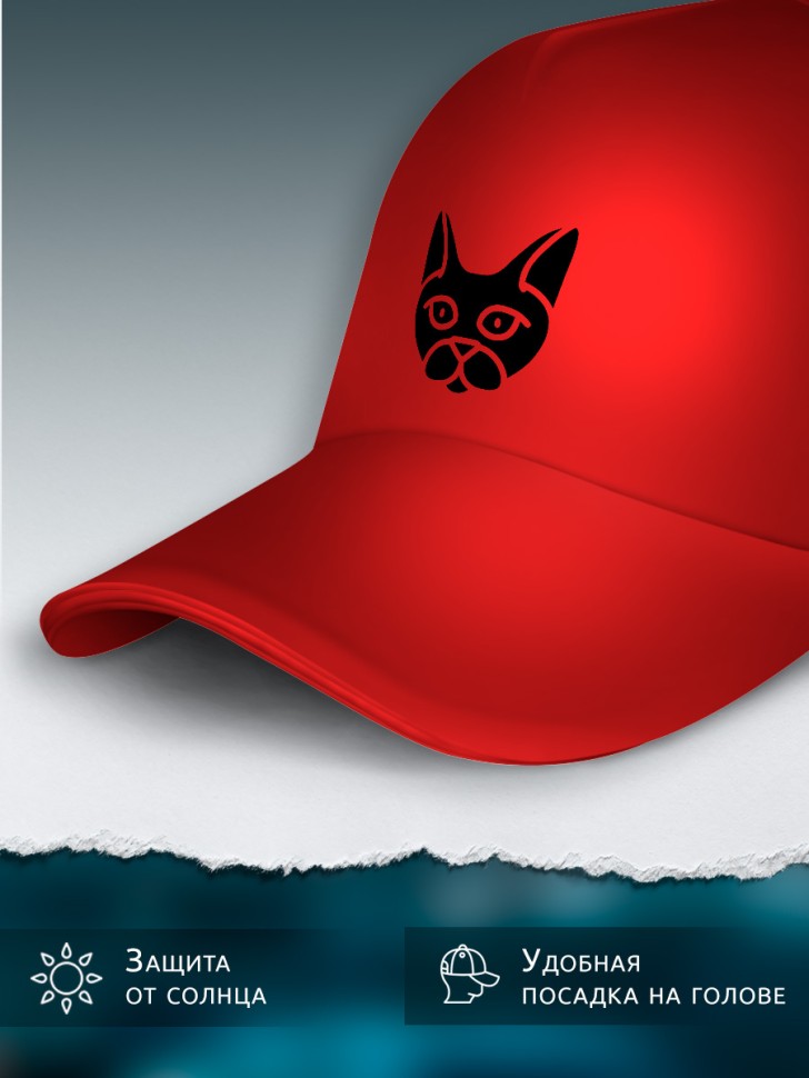 Бейсболка хлопок красная женская летняя с принтом Кошечка Бейсболка хлопок красная женская летняя с принтом Кошечка