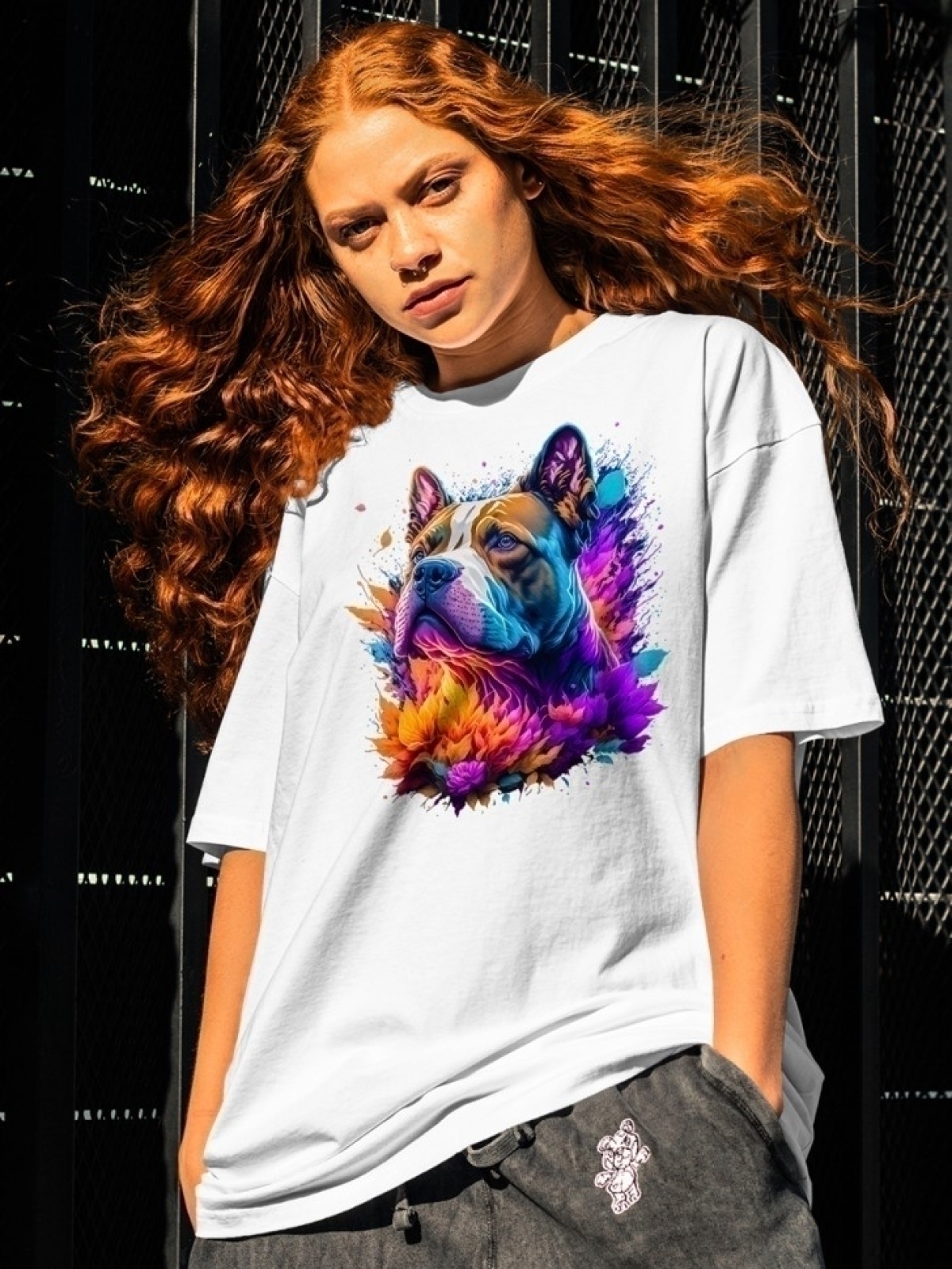 Футболка оверсайз с принтом собака боксер Футболка оверсайз с принтом собака боксер