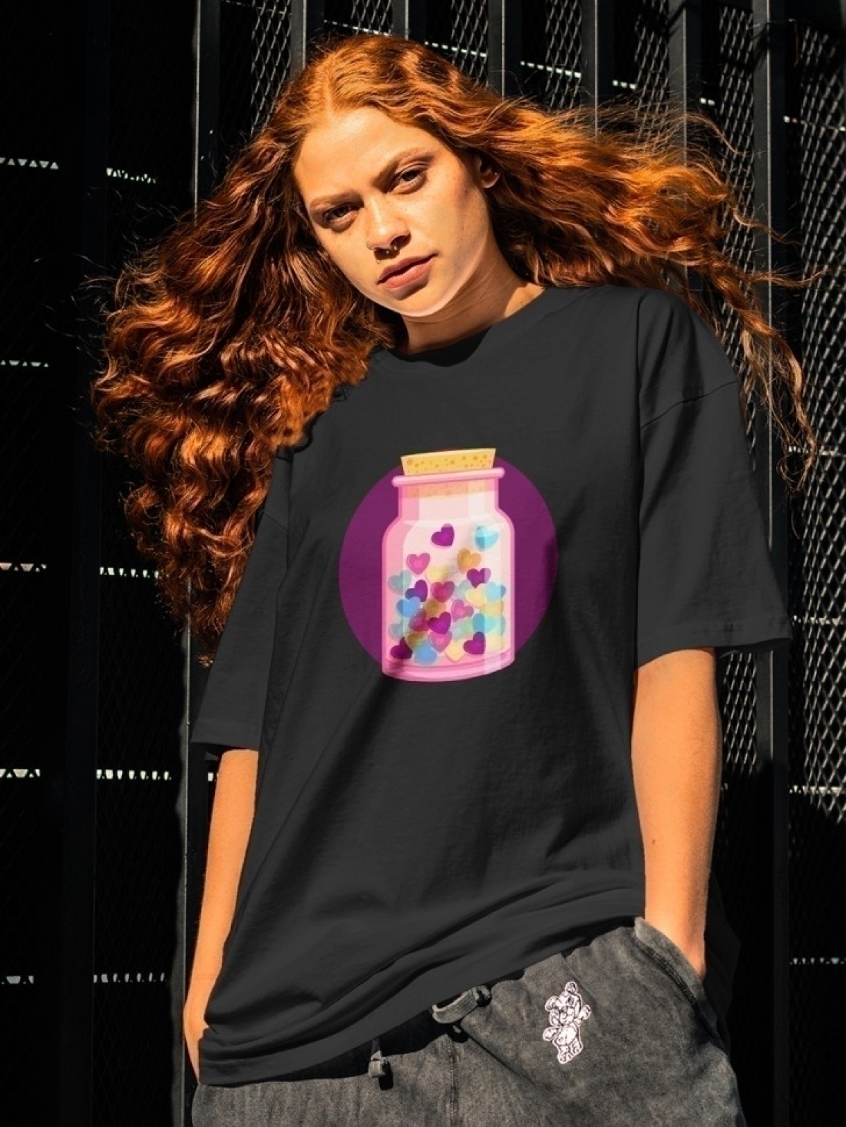 Футболка оверсайз с принтом бутылка любви 2 Футболка оверсайз с принтом бутылка любви 2