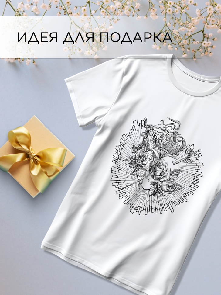 Футболка оверсайз универсальная с принтом Розы Мечи Футболка оверсайз универсальная с принтом Розы Мечи