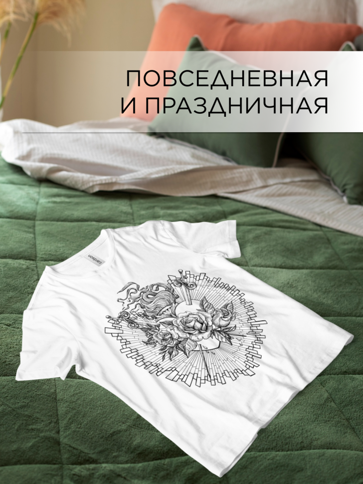 Футболка оверсайз универсальная с принтом Розы Мечи Футболка оверсайз универсальная с принтом Розы Мечи