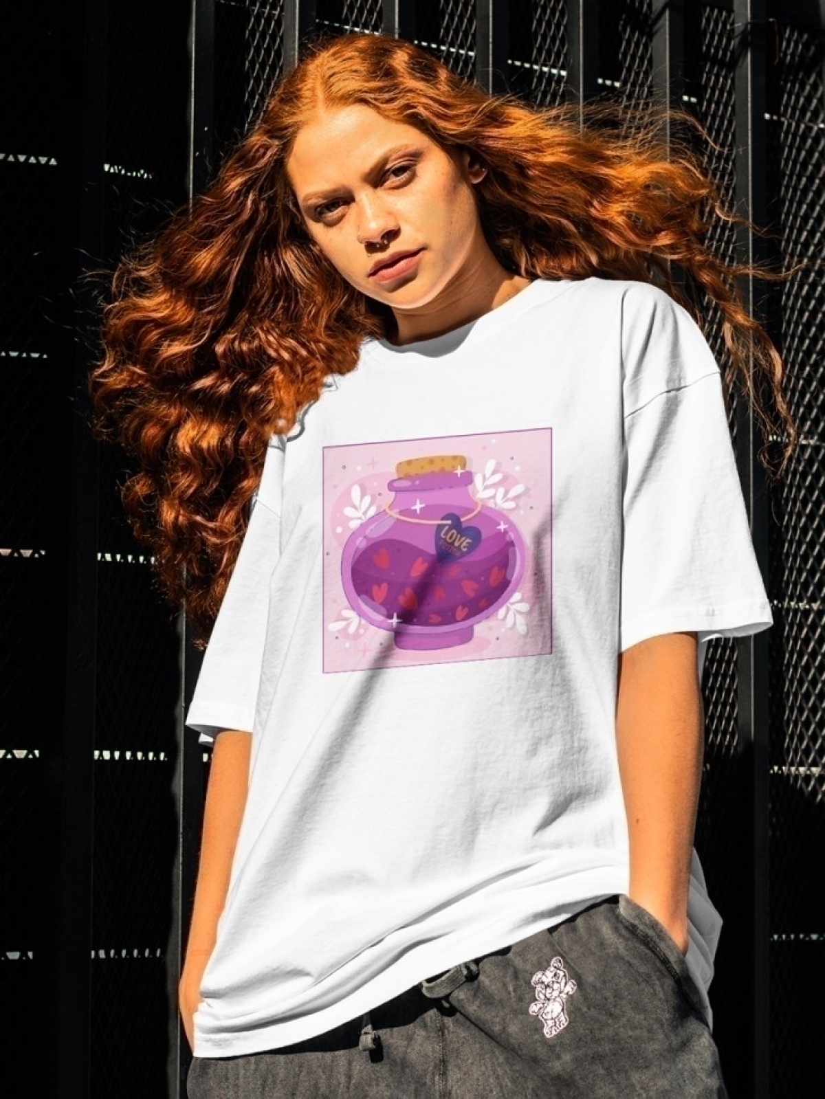 Футболка оверсайз с принтом бутылка любви 3 Футболка оверсайз с принтом бутылка любви 3