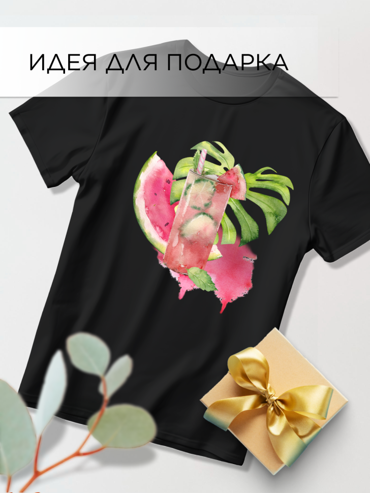 Футболка оверсайз с принтом Акварель черная