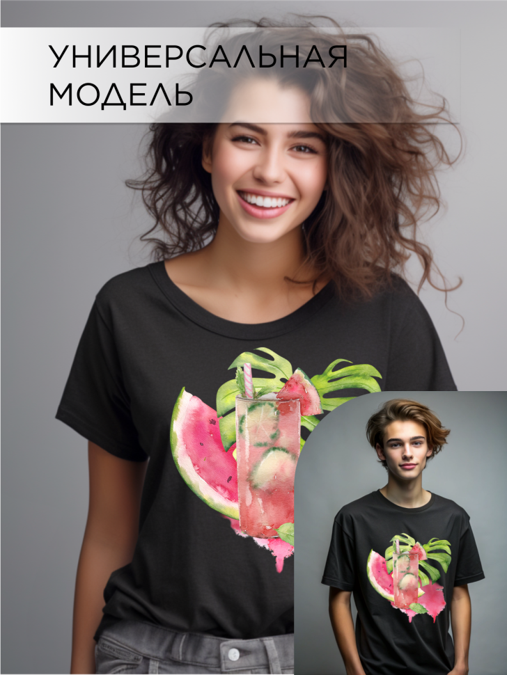 Футболка оверсайз с принтом Акварель черная