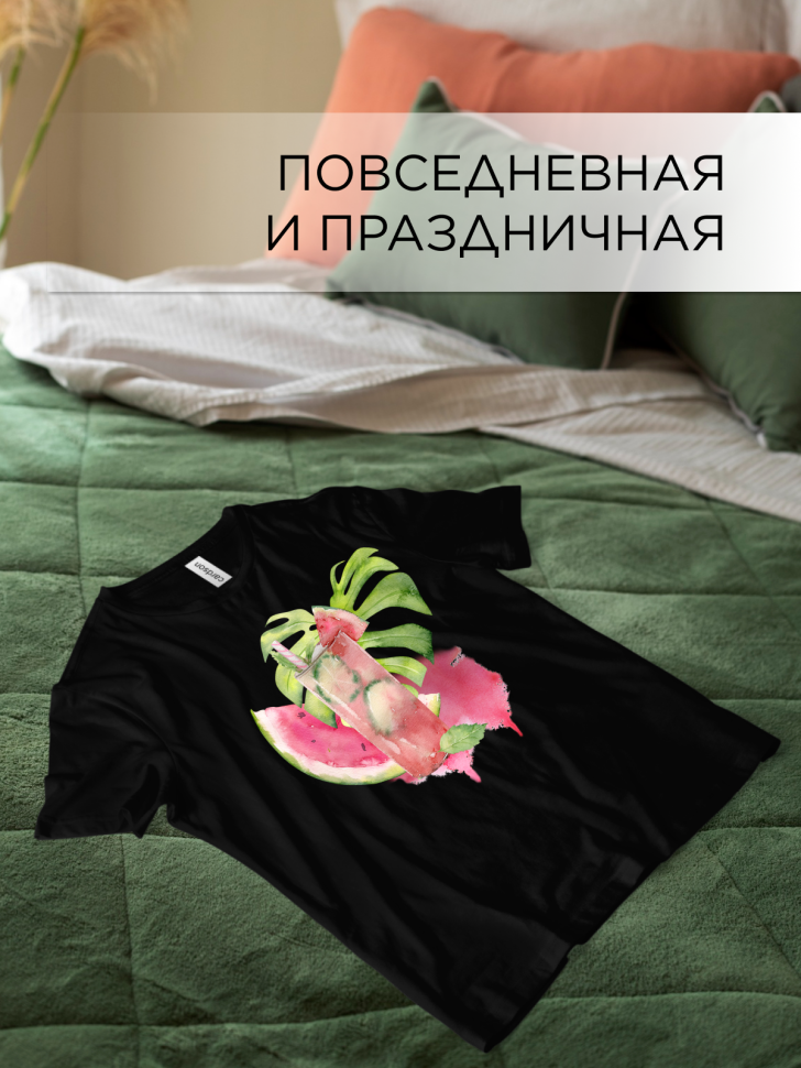 Футболка оверсайз с принтом Акварель черная