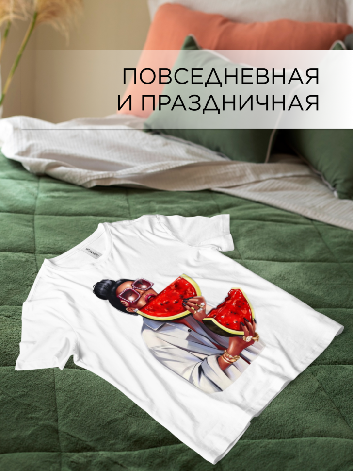 Футболка оверсайз с принтом Девушка Арбуз