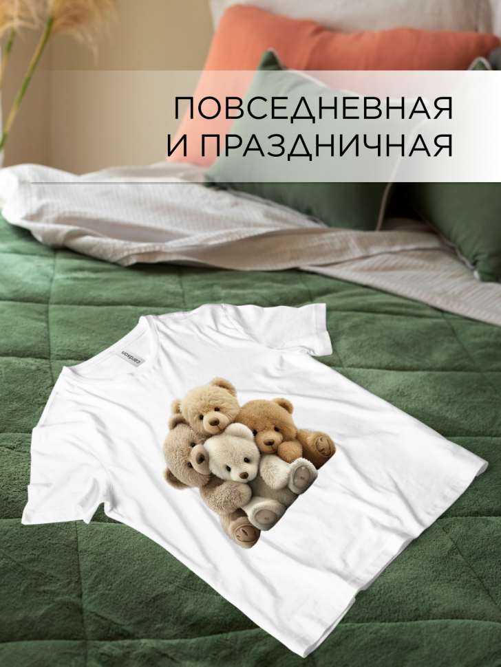 Футболка оверсайз с принтом Мишки белая