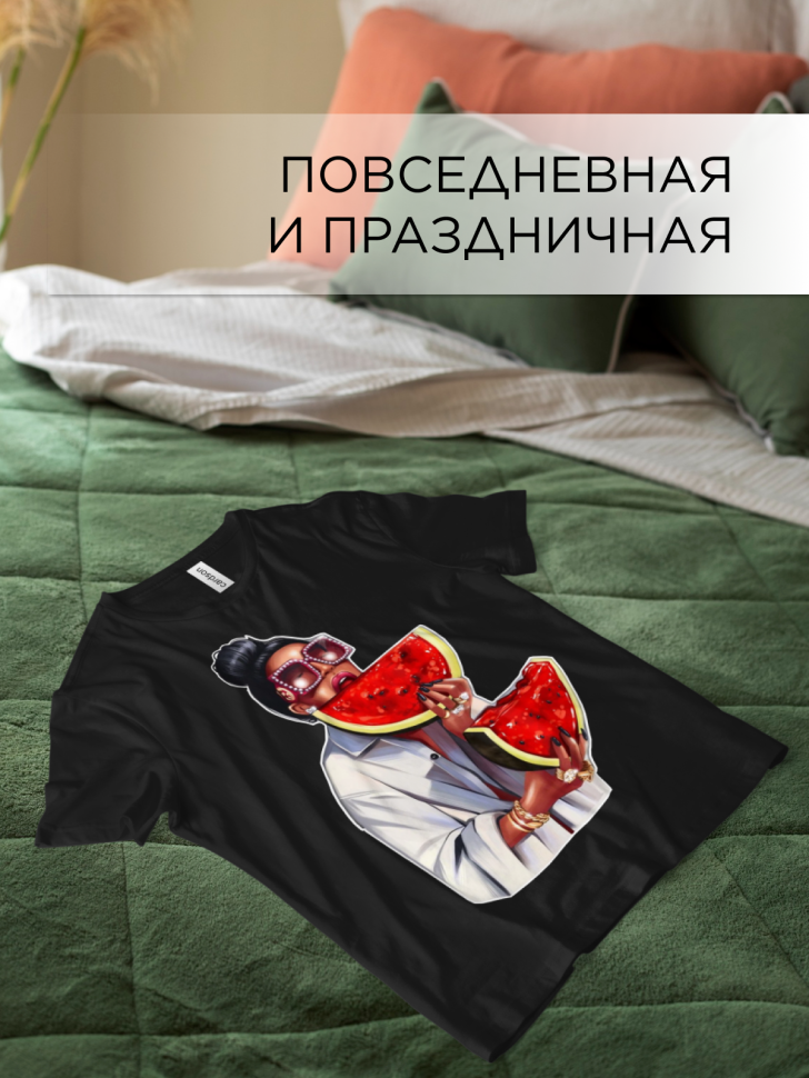 Футболка оверсайз с принтом Девушка АРБУЗ Футболка оверсайз с принтом Девушка АРБУЗ