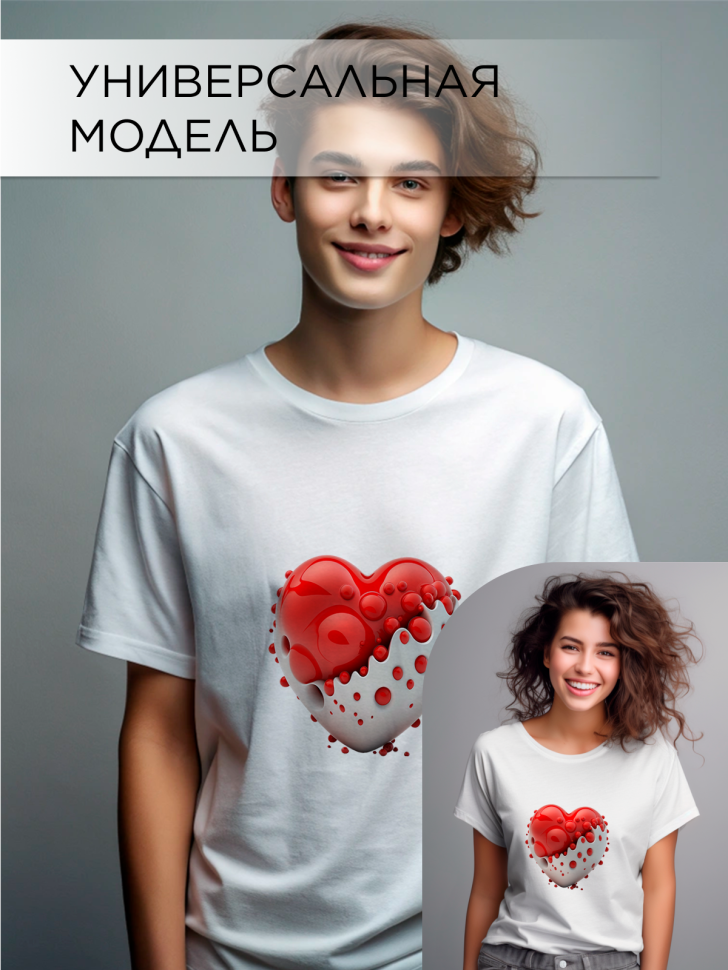 Футболка оверсайз с принтом Сердце капли