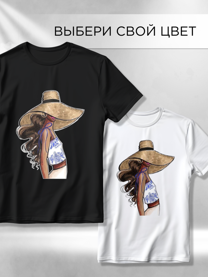 Футболка оверсайз с принтом Девушка ШЛЯПА