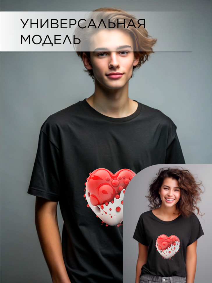 Футболка оверсайз с принтом Сердце капли