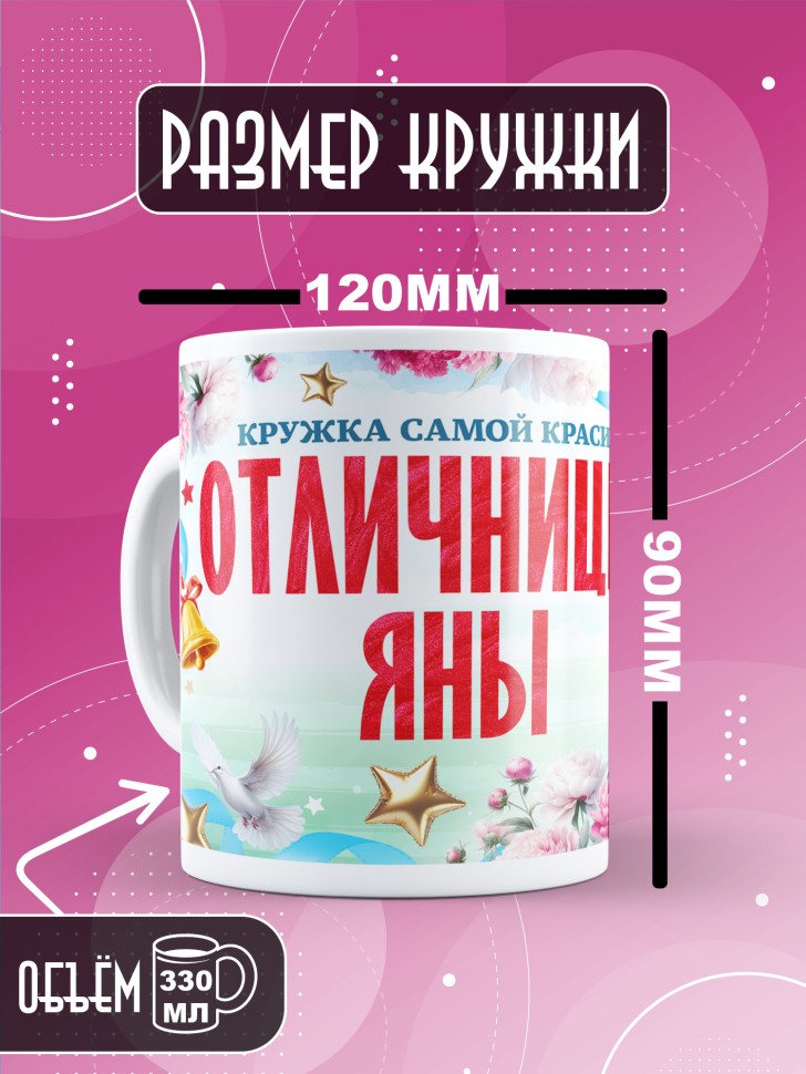 Кружка именная для школьницы Яны