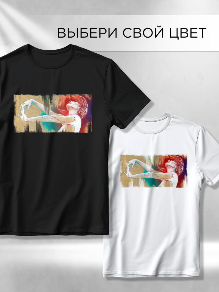 Футболка оверсайз универсальная с принтом Девушка Тату