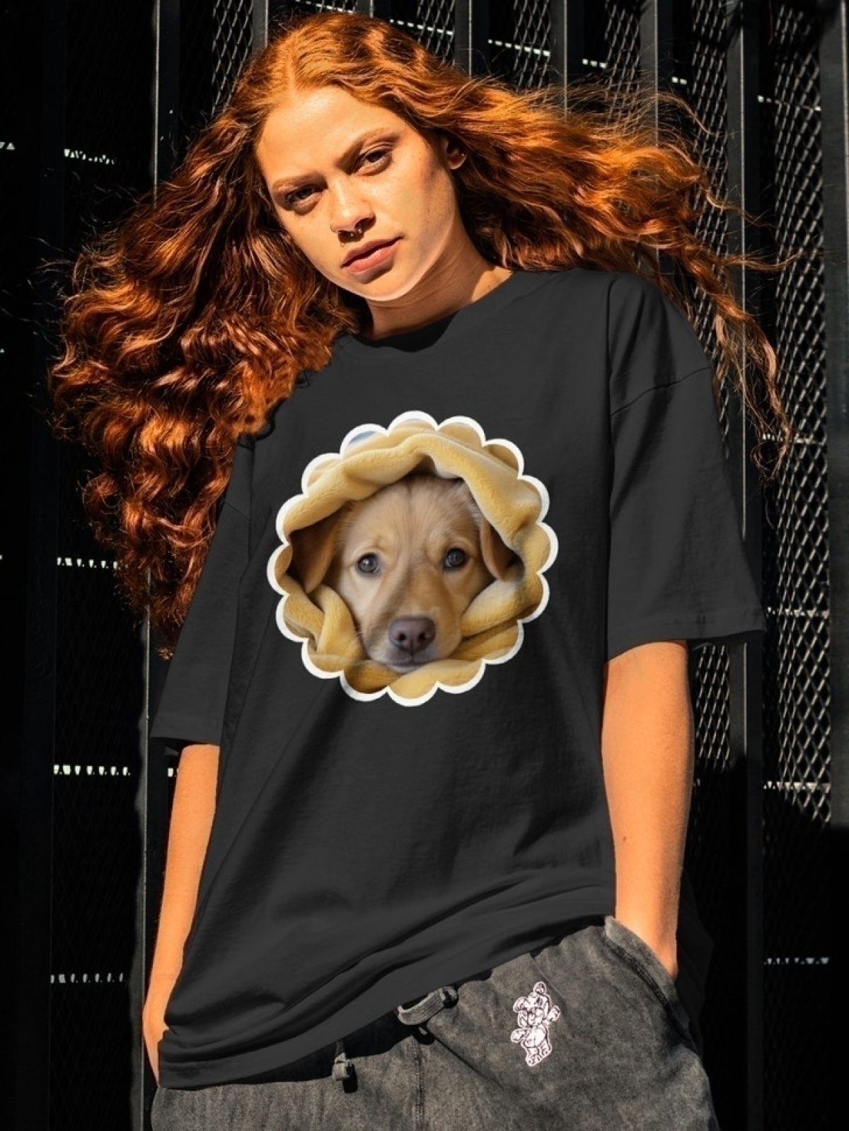 Футболка оверсайз с принтом собака 3 Футболка оверсайз с принтом собака 3