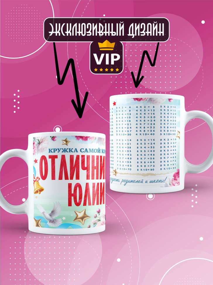 Кружка именная для школьницы Юлии