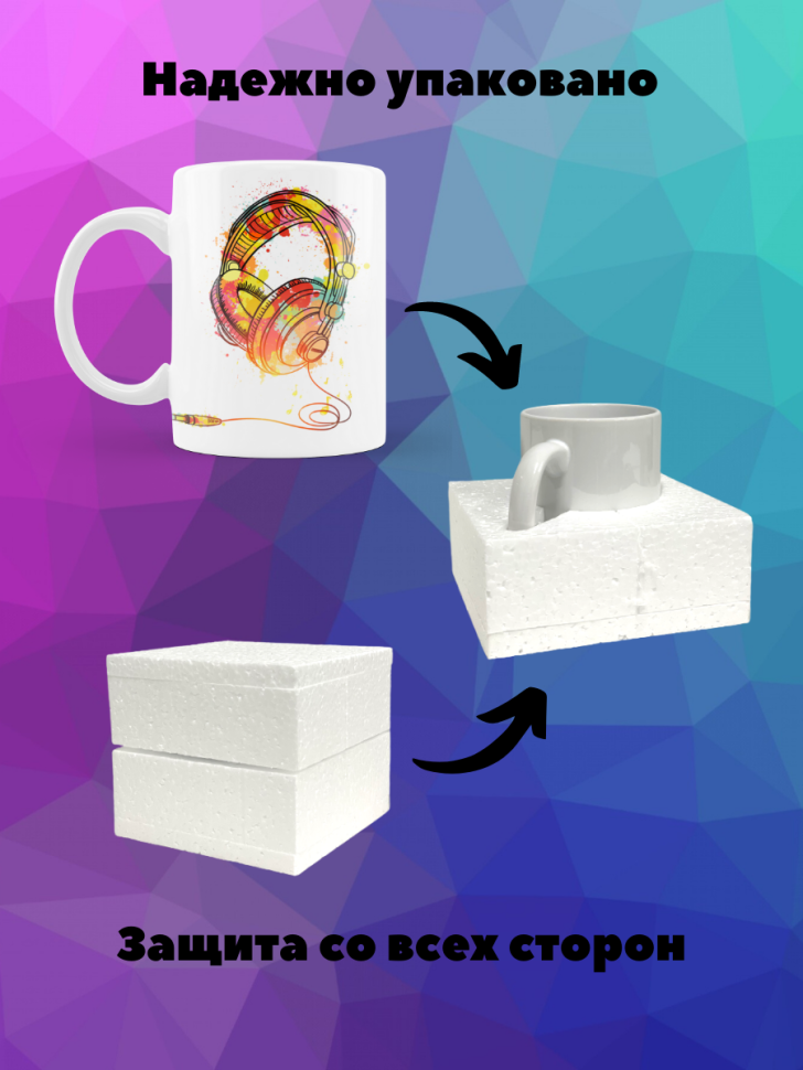 Кружка Наушники звук аудио ноты Чашка для чая кофе