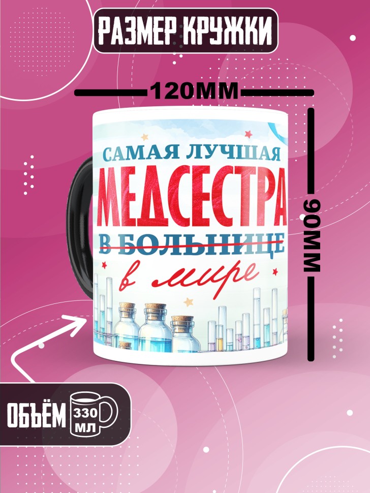 Кружка хамелеон с надписью медсестре в подарок