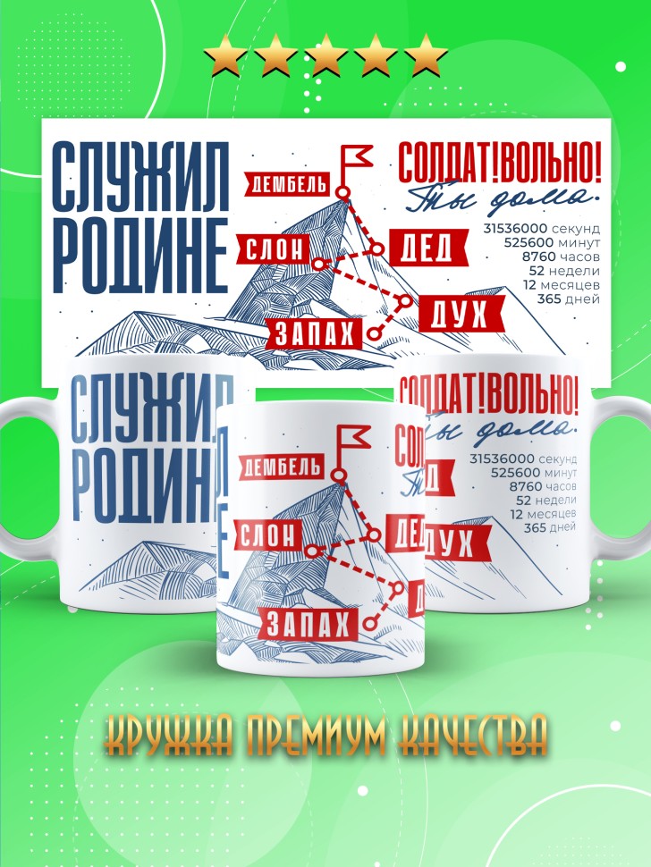 Кружка с прикольным принтом в подарок дембелю Кружка с прикольным принтом в подарок дембелю