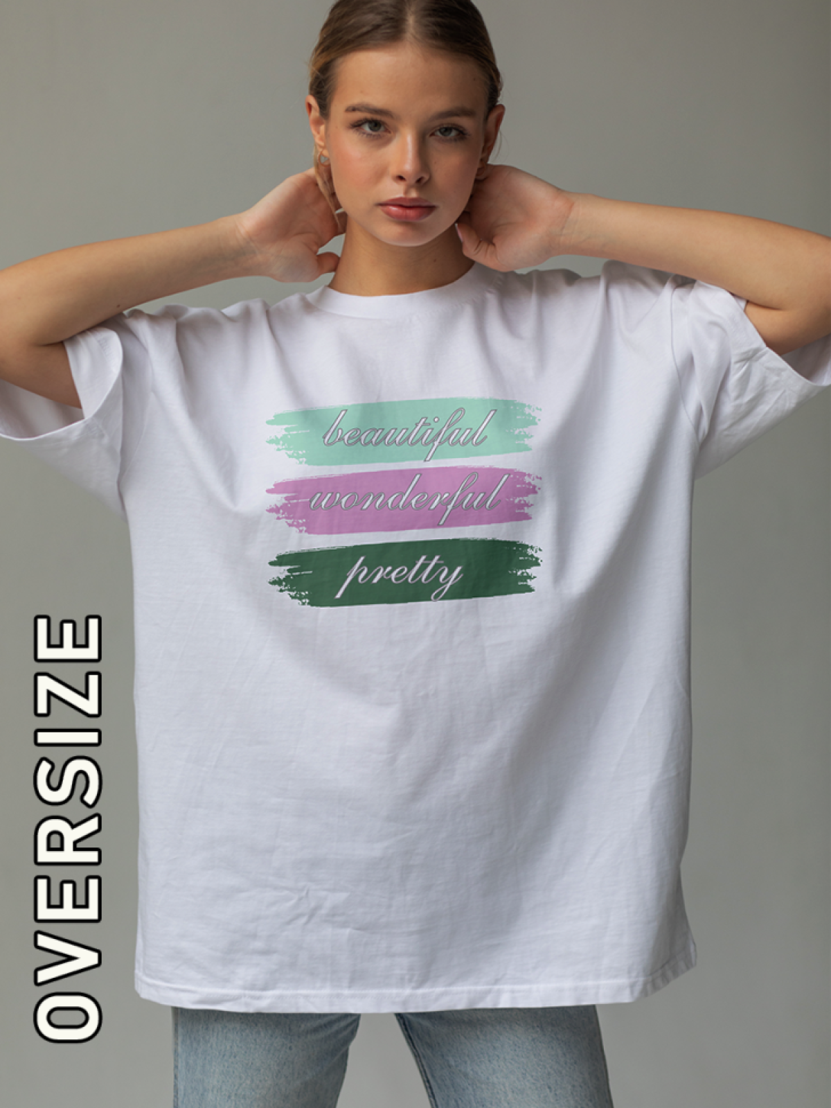 Футболка оверсайз женская белая wonderful Футболка оверсайз женская белая wonderful