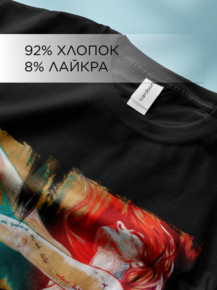 Футболка оверсайз универсальная с принтом Девушка и тату Футболка оверсайз универсальная с принтом Девушка и тату