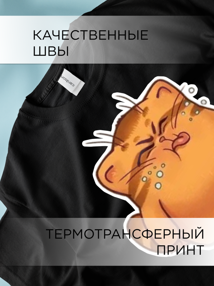 Футболка оверсайз с принтом Кот обормот черная