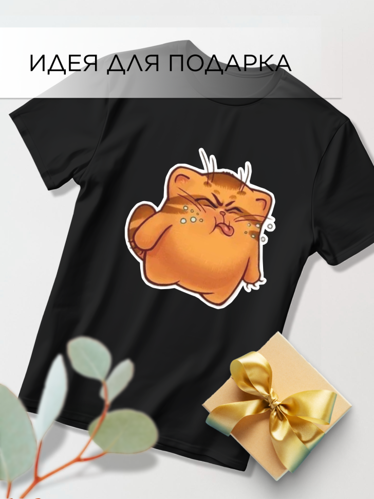 Футболка оверсайз с принтом Кот обормот черная