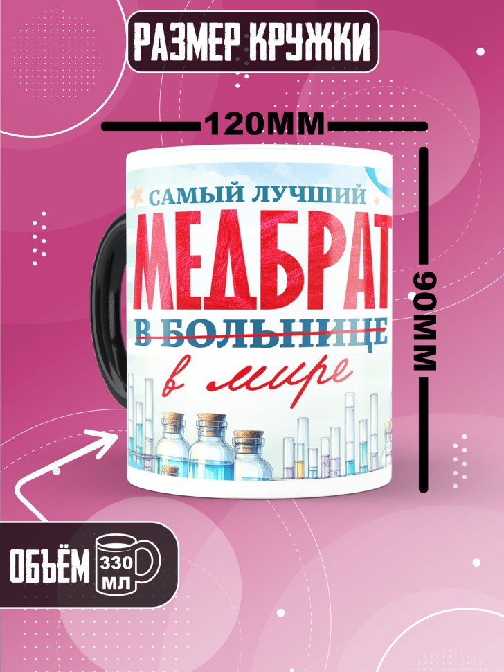 Кружка хамелеон с надписью медбрату в подарок