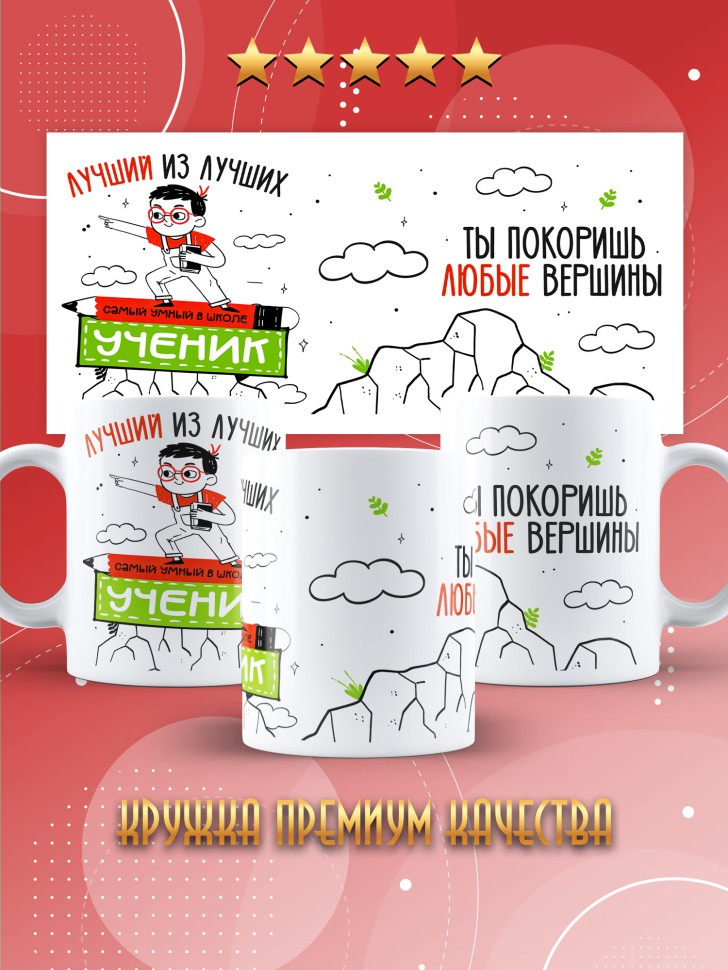Кружка керамическая с принтом ученику в подарок