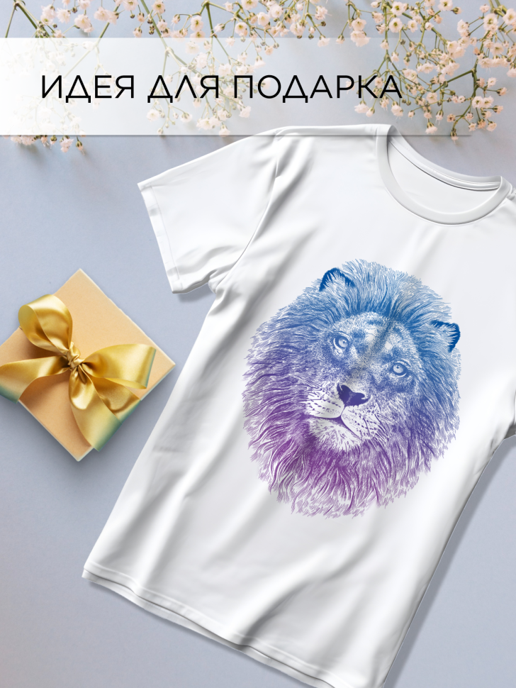 Футболка оверсайз универсальная с принтом Лев Овал Футболка оверсайз универсальная с принтом Лев Овал