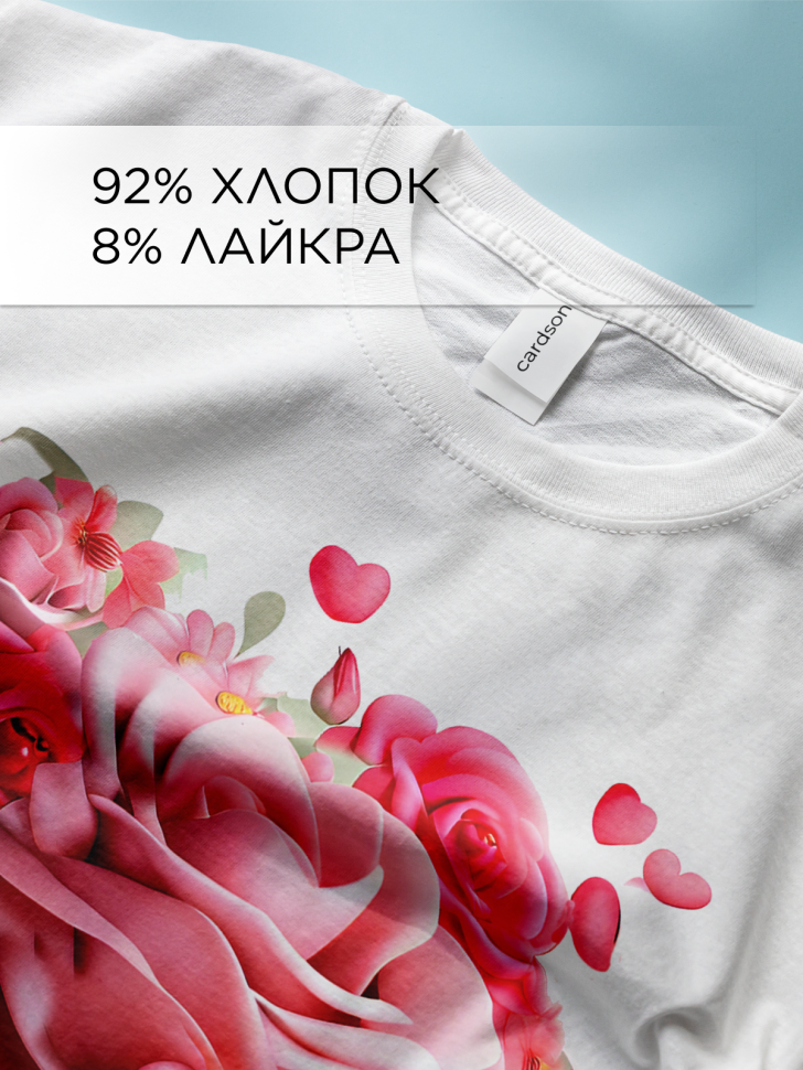 Футболка оверсайз с принтом Сердце розы