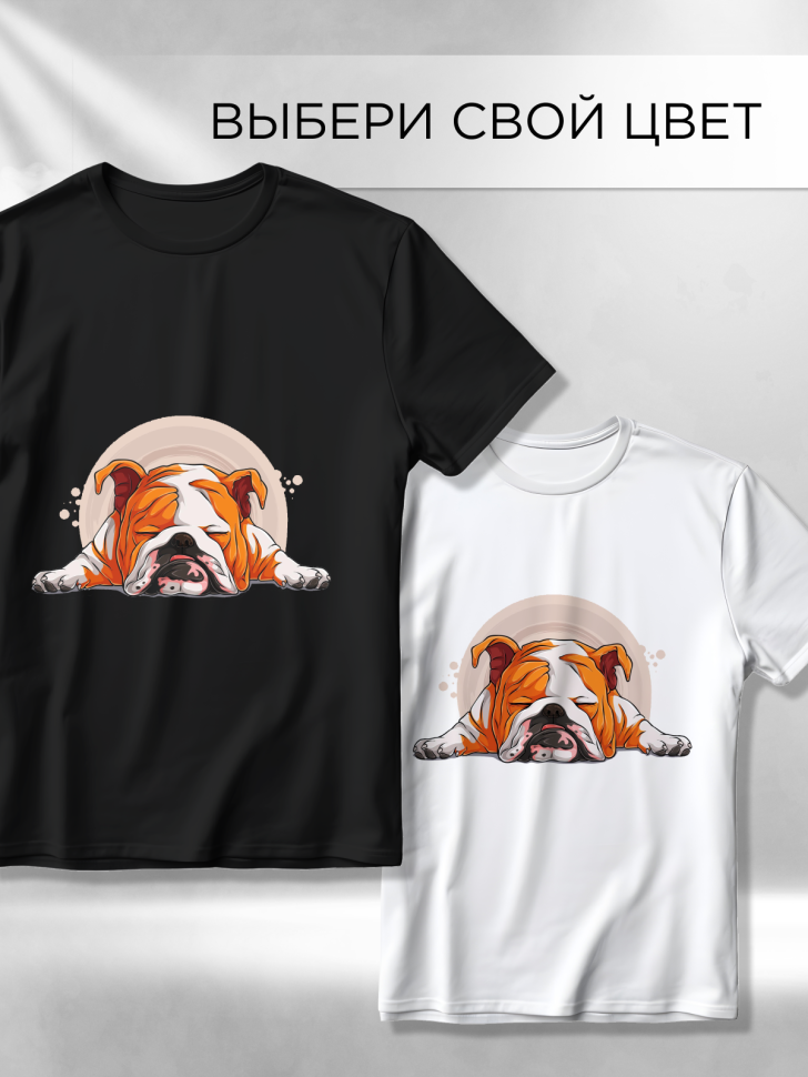 Футболка оверсайз с принтом Бульдог спит черная