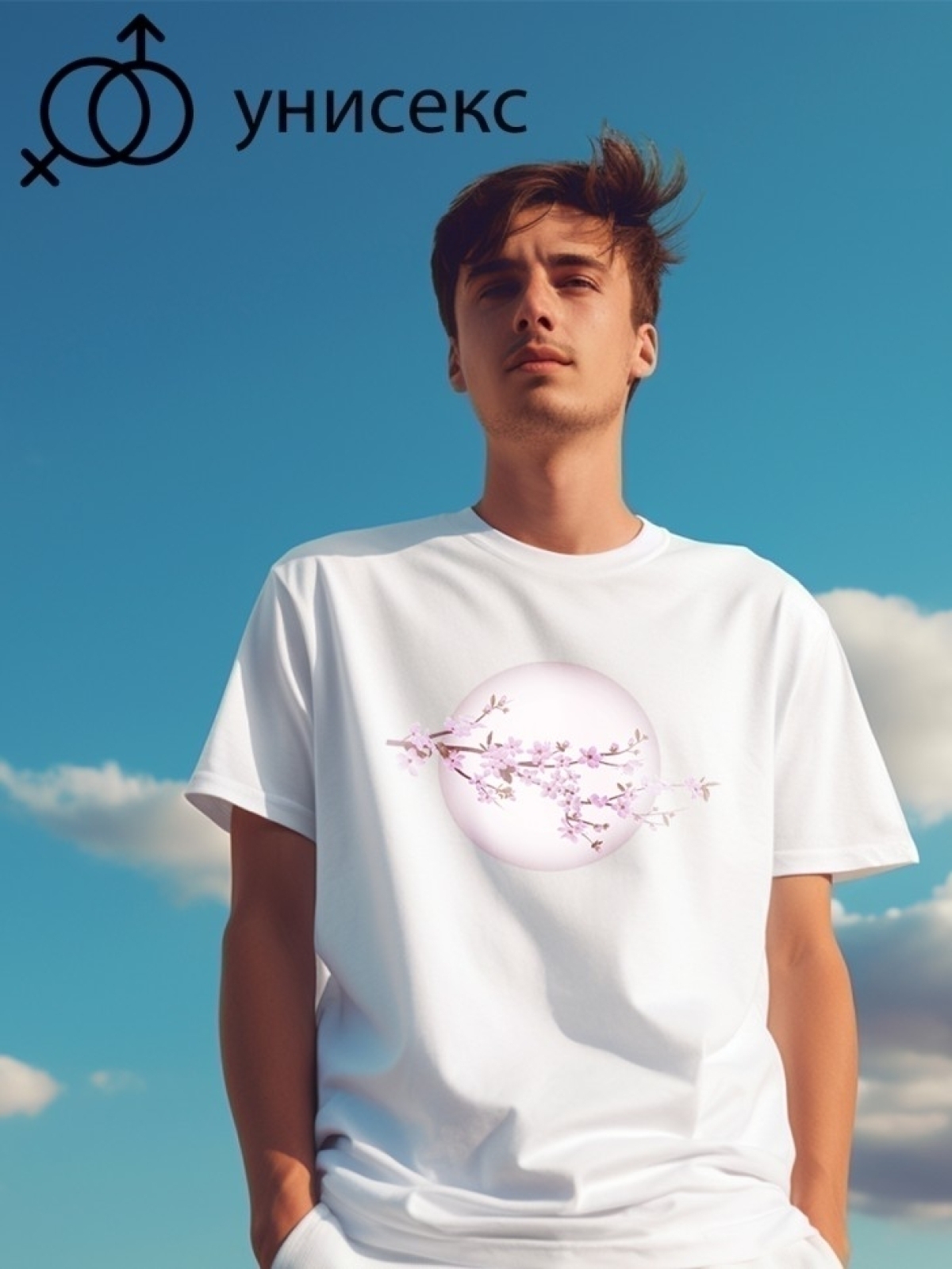 Футболка оверсайз с принтом сакура