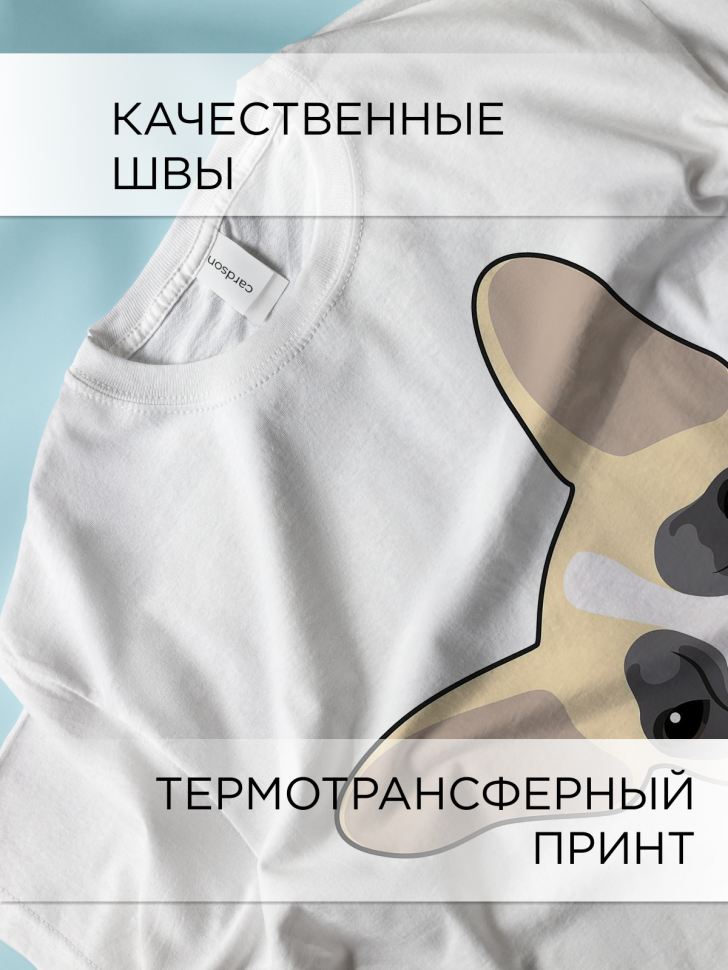 Футболка оверсайз с принтом Бульдожка белая 1