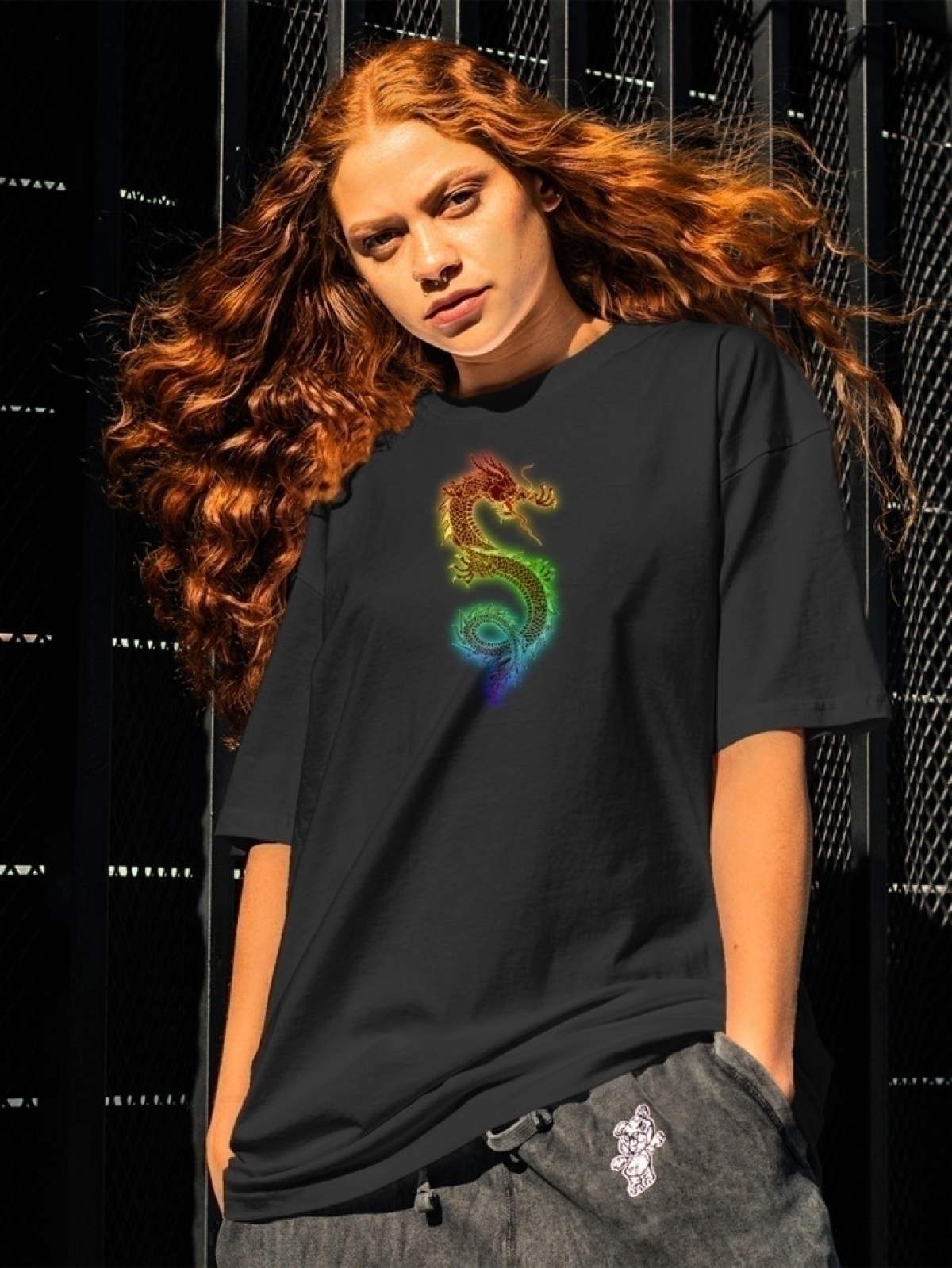 Футболка оверсайз принтом дракон 1