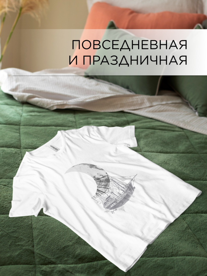 Футболка оверсайз универсальная с принтом Лодка Луна