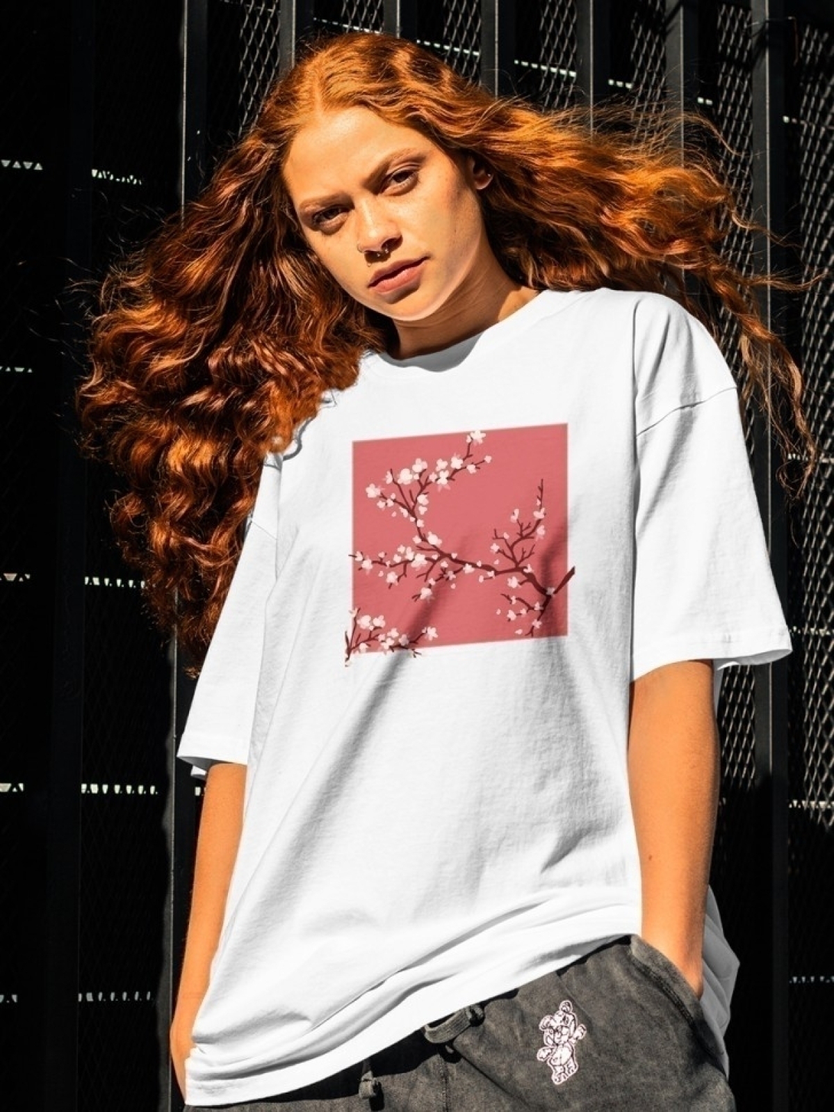 Футболка оверсайз с принтом сакура 2 Футболка оверсайз с принтом сакура 2