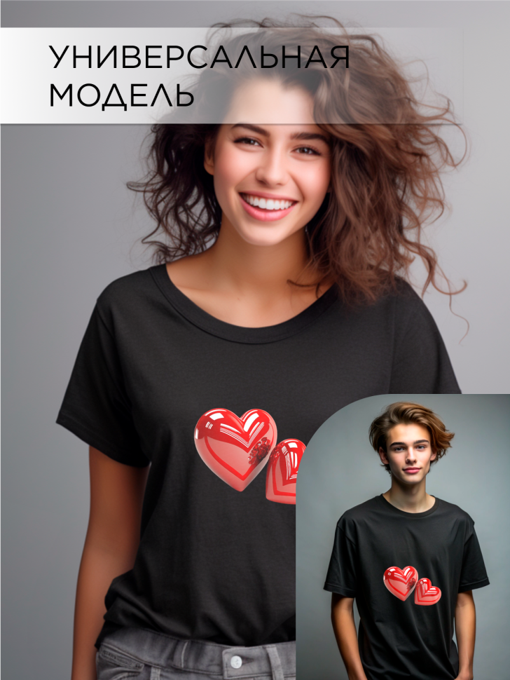 Футболка оверсайз с принтом Сердце розы 1